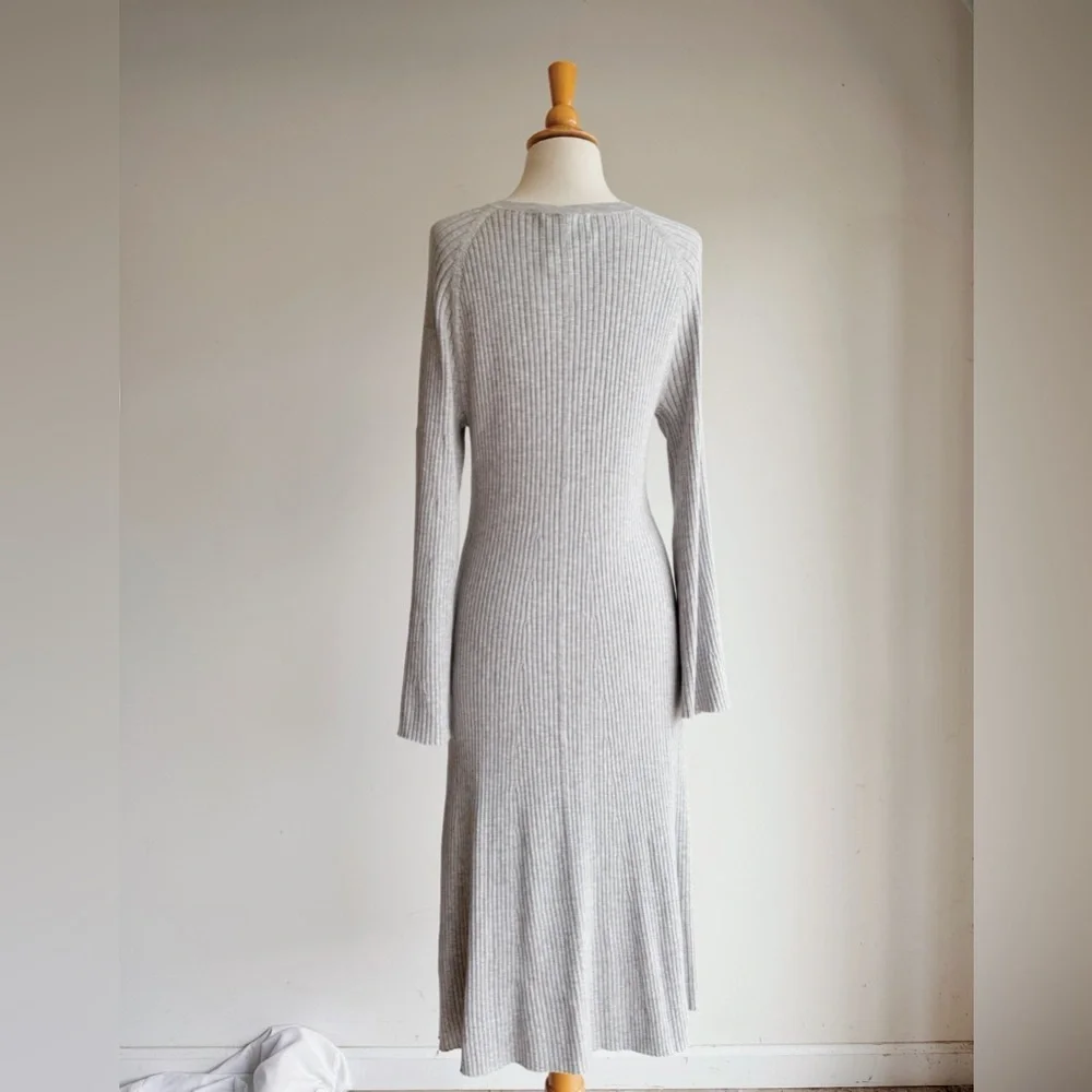 🩶 NWT J.Crew Gray Ribbed Silk Blend Sweater Dress Medium